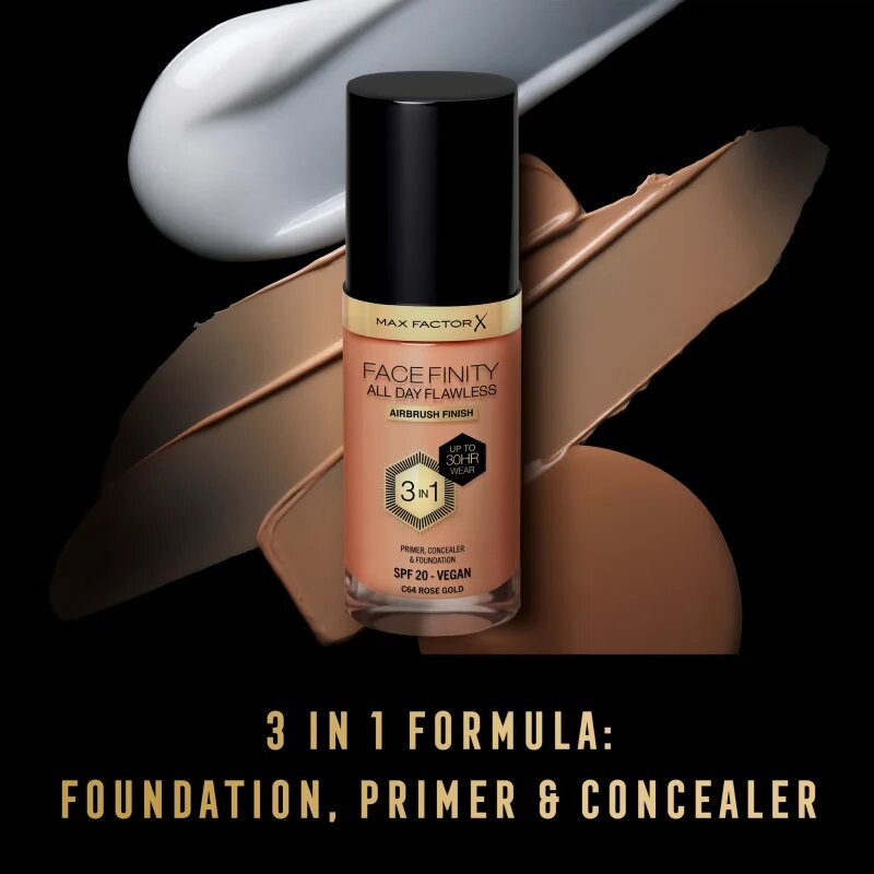Max Factor Facefinity All Day Flawless дълготраен фон дьо тен SPF 20 цвят 64 Rose Gold 30 мл.