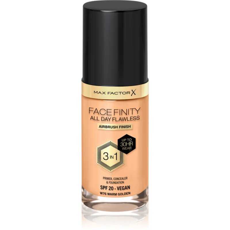 Max Factor Facefinity All Day Flawless дълготраен фон дьо тен SPF 20 цвят 76 Warm Golden 30 мл.