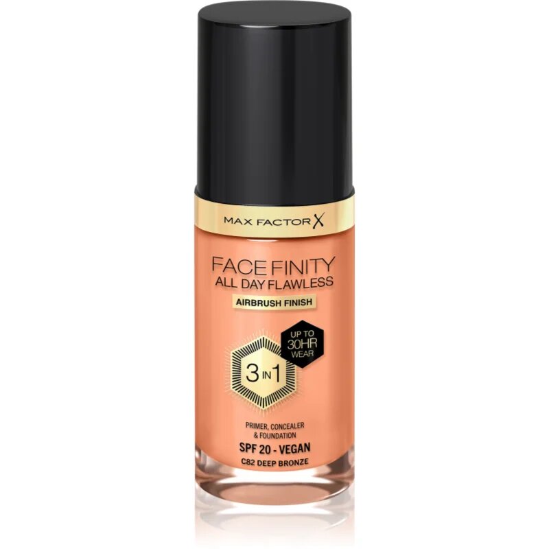 Max Factor Facefinity All Day Flawless дълготраен фон дьо тен SPF 20 цвят C82 Deep Bronze 30 мл.