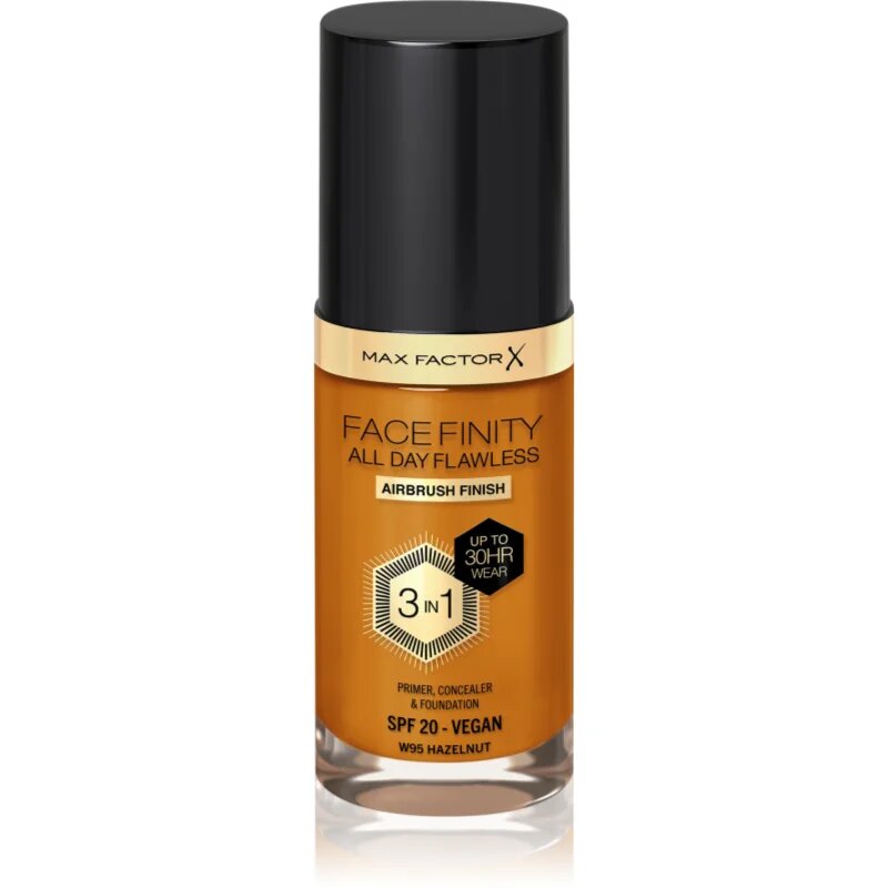 Max Factor Facefinity All Day Flawless дълготраен фон дьо тен SPF 20 цвят W95 Hazelnut 30 мл.