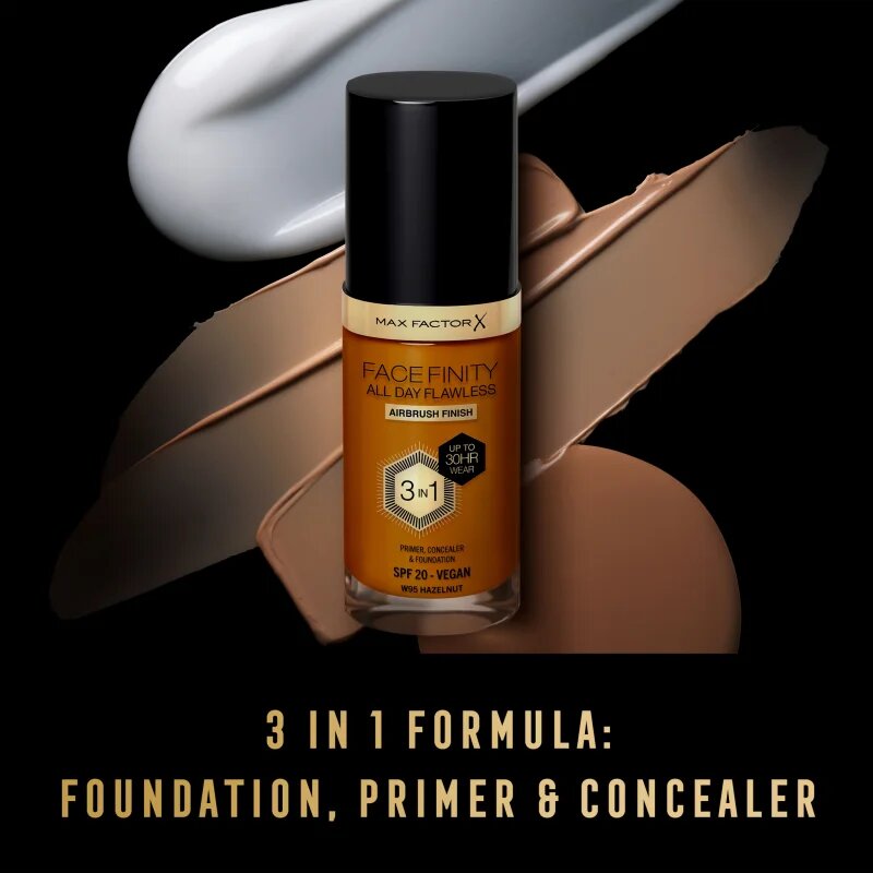 Max Factor Facefinity All Day Flawless дълготраен фон дьо тен SPF 20 цвят W95 Hazelnut 30 мл.