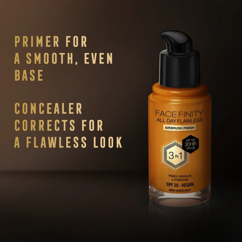 Max Factor Facefinity All Day Flawless дълготраен фон дьо тен SPF 20 цвят W95 Hazelnut 30 мл.