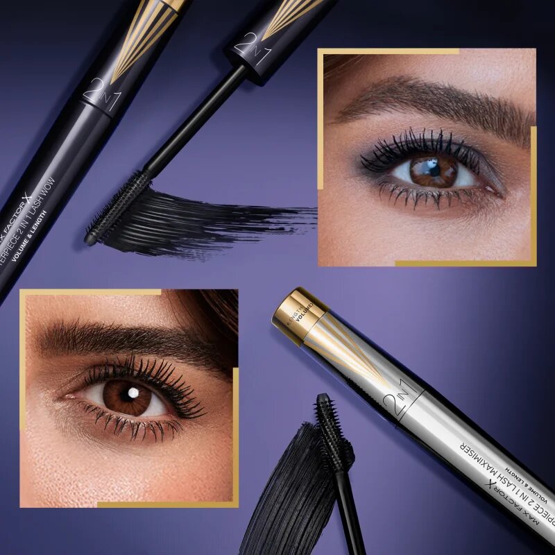 Max Factor Masterpiece Lash Wow спирала за обем и извиване на мигли 2 в 1 цвят Midnight Black 7 мл.