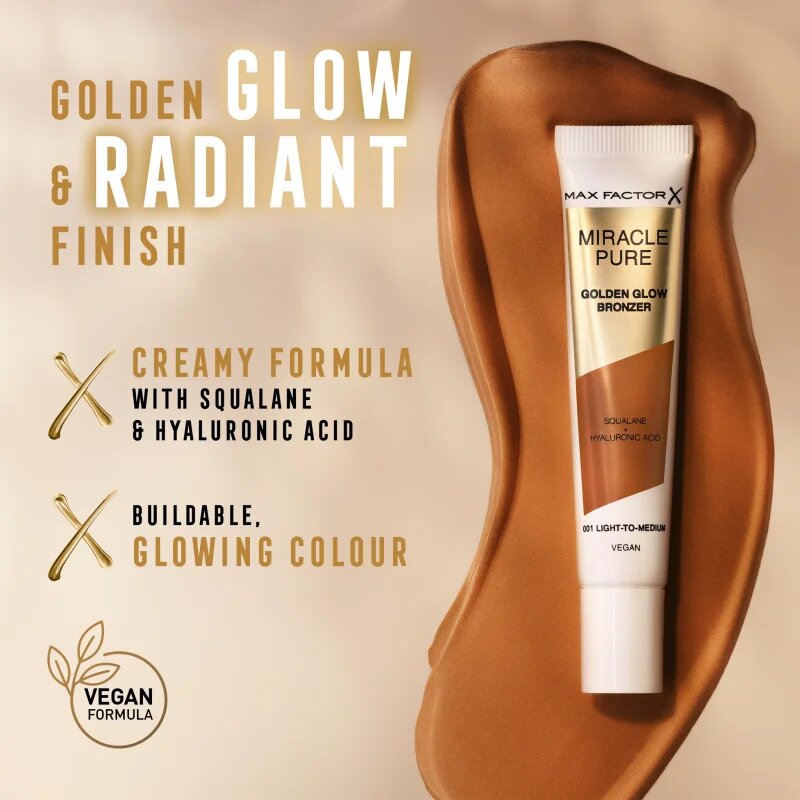 Max Factor Miracle Pure бронзър-крем за озаряване на лицето цвят 001 Light To Medium 15 мл.