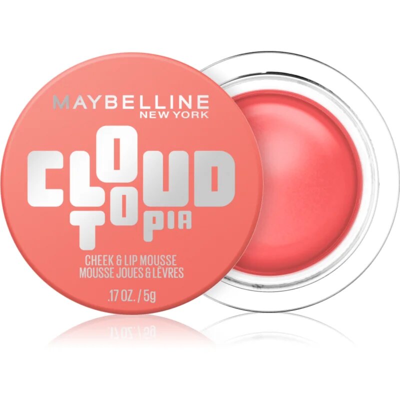 MAYBELLINE NEW YORK CloudTopia матов кремообразен руж за устни и скули цвят 05 Coral Illusion 5 гр.