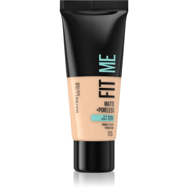 MAYBELLINE NEW YORK Fit Me! Matte+Poreless матиращ фон дьо тен за нормална към мазна кожа цвят 105 Natural Ivory 30 мл.