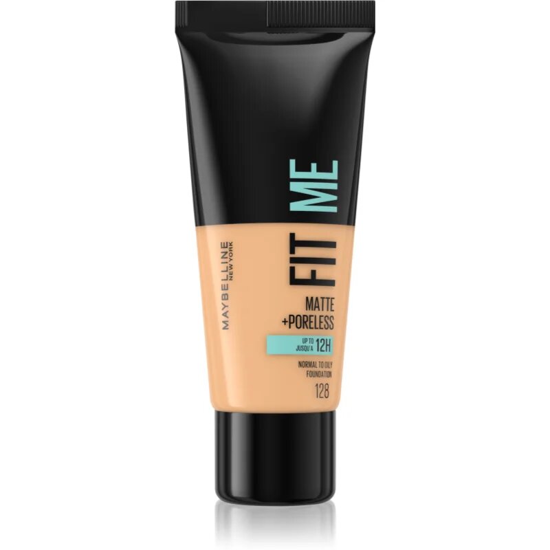 MAYBELLINE NEW YORK Fit Me! Matte+Poreless матиращ фон дьо тен за нормална към мазна кожа цвят 128 Warm Nude 30 мл.