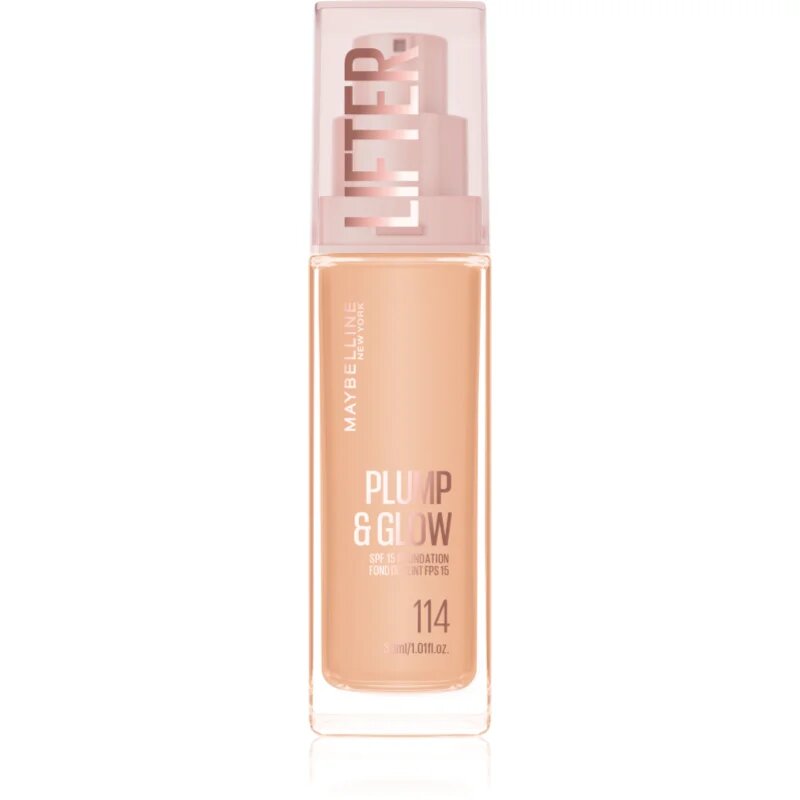 MAYBELLINE NEW YORK Lifter Plump & Glow озаряващ фон дьо тен за естествен вид цвят 114 30 мл.