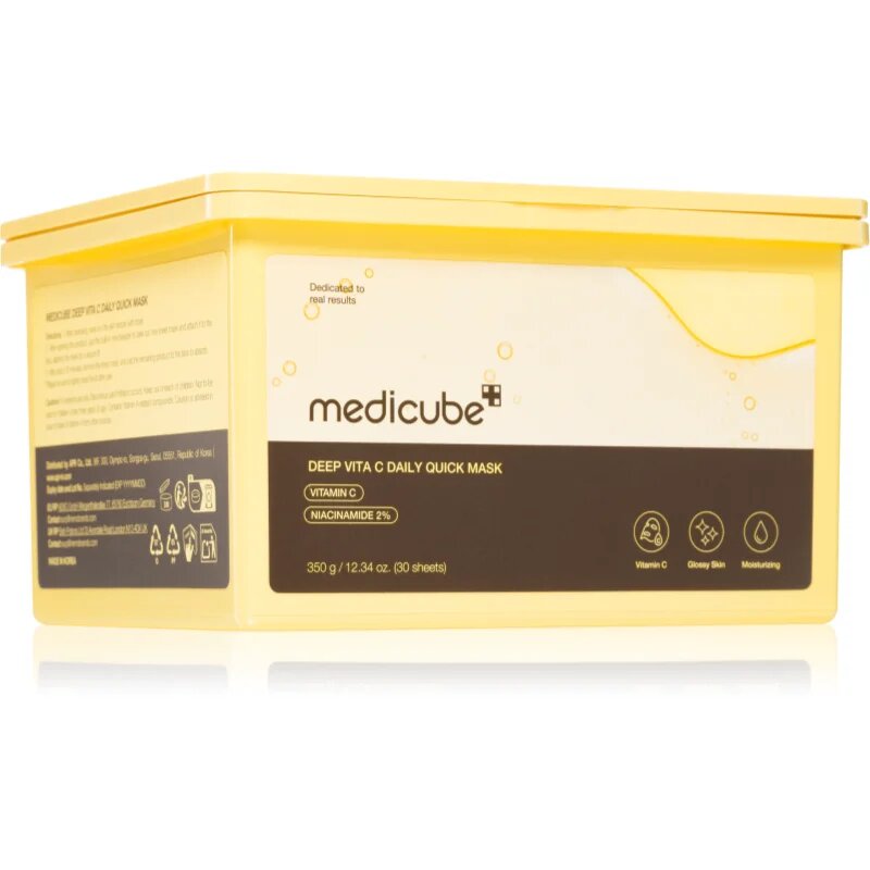 Medicube Deep Vita C Daily Quick Mask хидратираща платнена маска да уеднакви цвета на кожата голяма опаковка 30 бр.