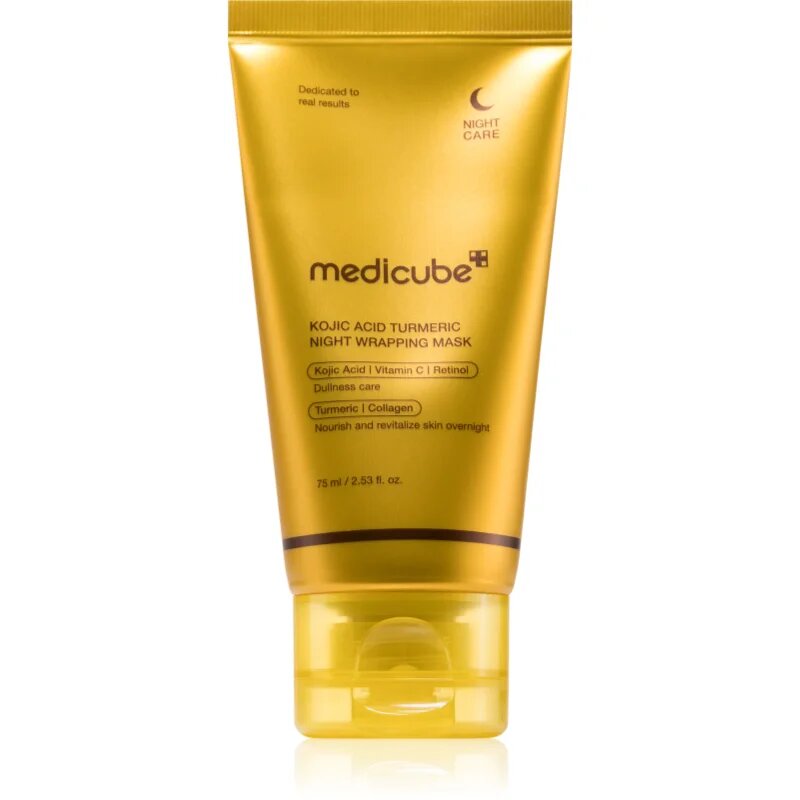 Medicube Kojic Acid Turmeric Night Wrapping Mask озаряваща маска за безжизнена кожа с неуеднаквен тен за нощ 75 мл.