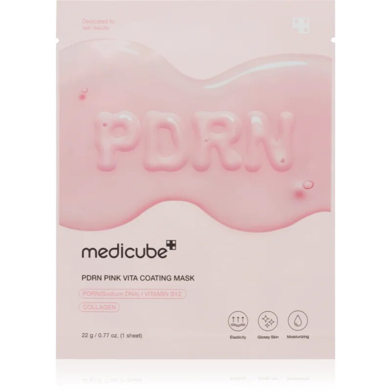 Medicube PDRN Pink Vita Coating Mask противбръчкова платнена маска с озаряващ ефект 22 гр.