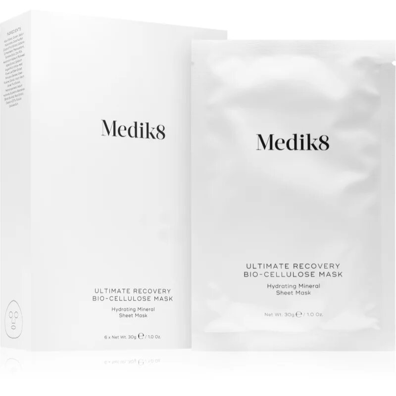 Medik8 Ultimate Recovery Bio-Cellulose Mask платнена маска за лице с хидратиращ и успокояващ ефект 6 бр.