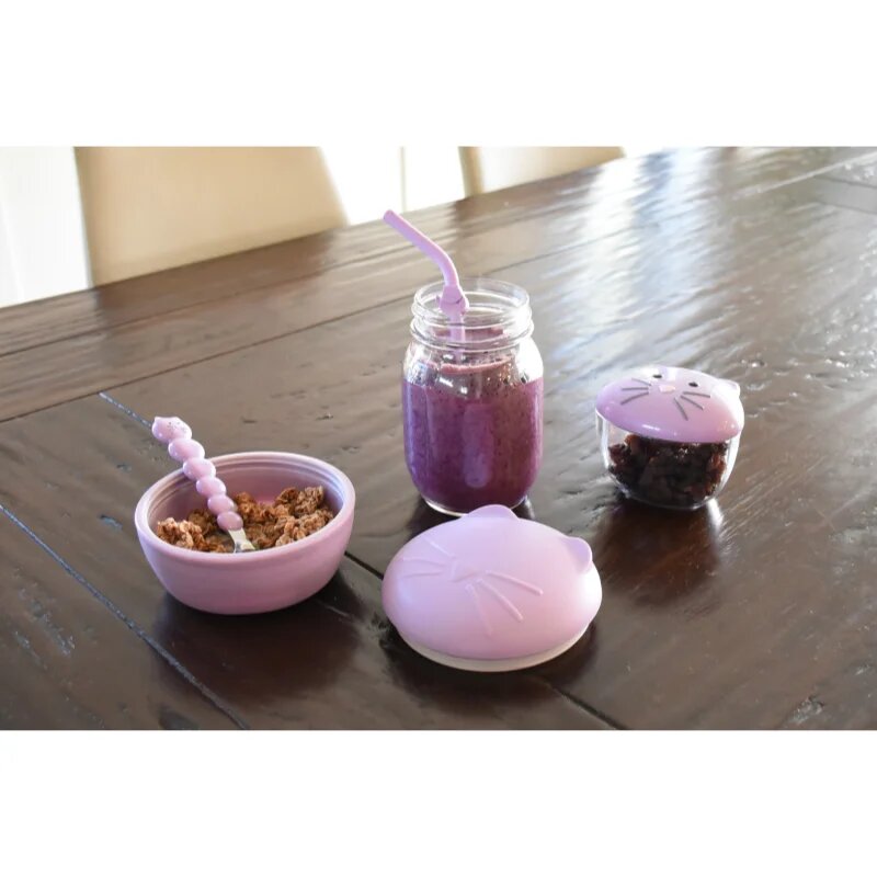 Melii Silicone Bowl with Lid кутия за закуска Cat 350 мл.