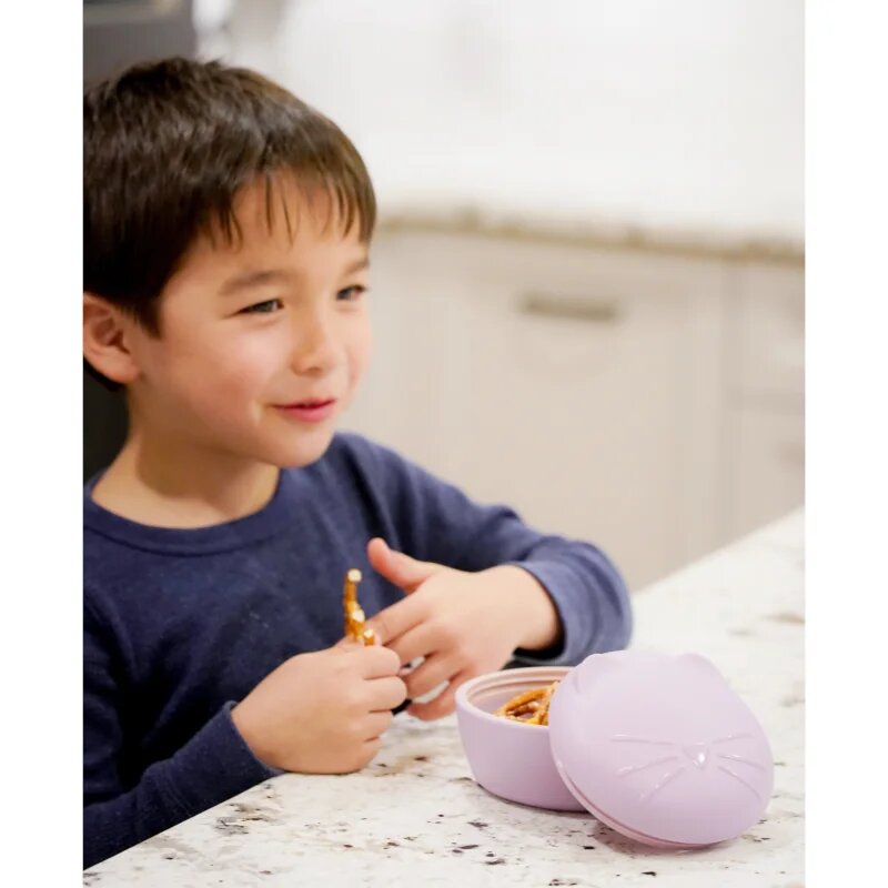 Melii Silicone Bowl with Lid кутия за закуска Cat 350 мл.