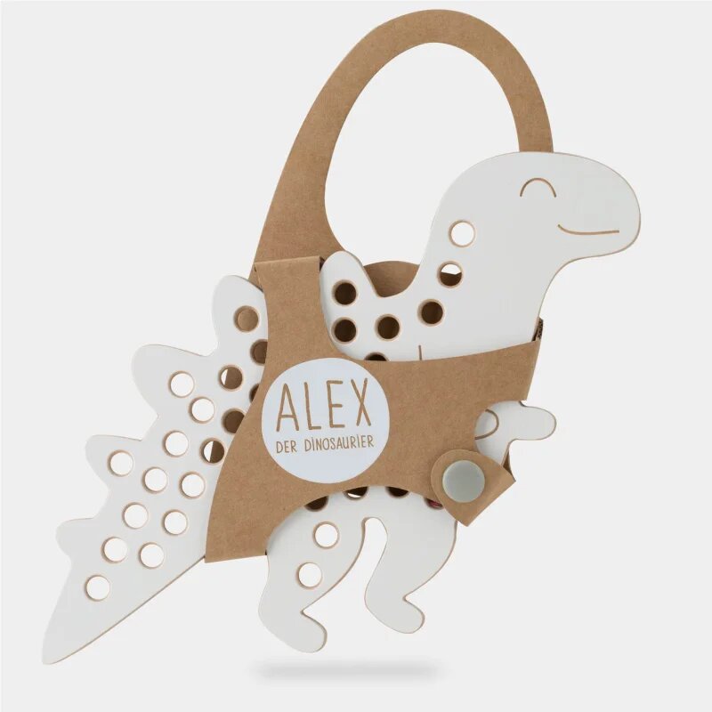 Milin Big Wooden Lacing Toy Dinosaur Alex играчка за подреждане 22 cm x 15 cm x 07 cm 1 бр.