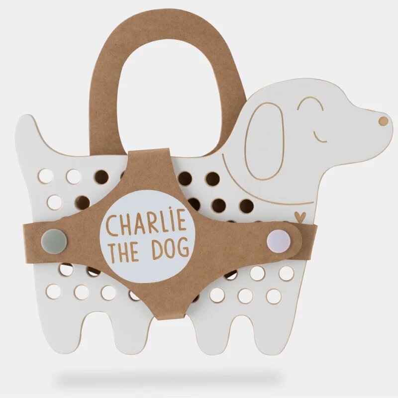 Milin Big Wooden Lacing Toy Dog Charlie играчка за подреждане 15 cm x 20 cm x 07 cm 1 бр.