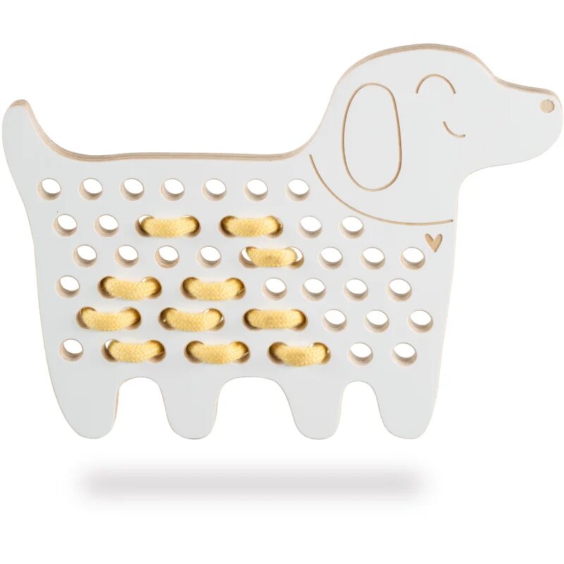 Milin Big Wooden Lacing Toy Dog Charlie играчка за подреждане 15 cm x 20 cm x 07 cm 1 бр.