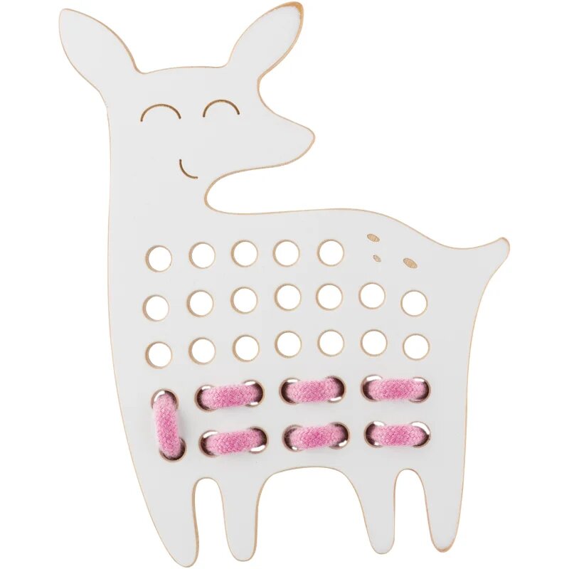 Milin Big Wooden Lacing Toy Little Deer Emily играчка за подреждане 18 cm x 13 cm x 07 cm 1 бр.