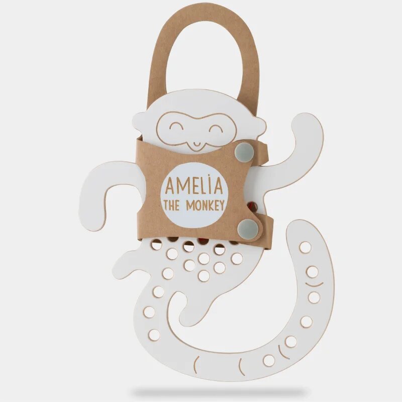 Milin Big Wooden Lacing Toy Monkey Amelia играчка за подреждане 20 cm x 175 cm x 07 cm 1 бр.
