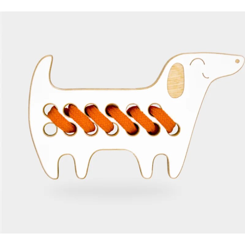Milin Small Wooden Lacing Toy Daschund играчка за подреждане 8 cm x 13 cm x 07 cm 1 бр.