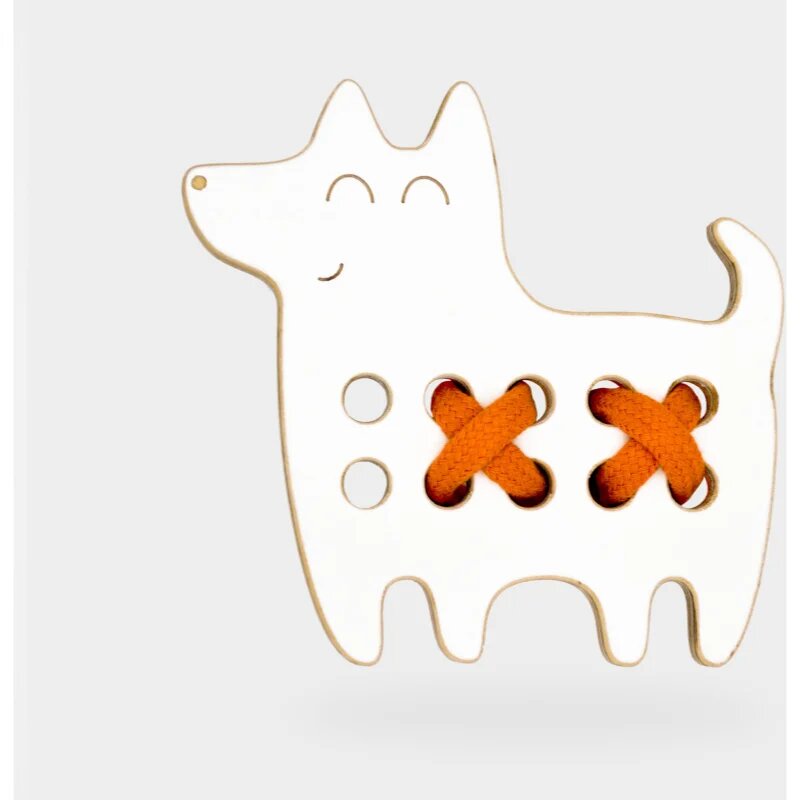 Milin Small Wooden Lacing Toy Dog играчка за подреждане 10 cm x 10 cm x 07 cm 1 бр.