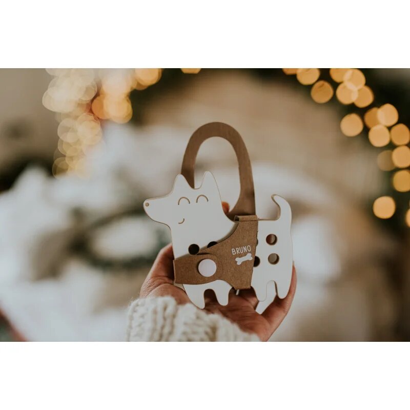 Milin Small Wooden Lacing Toy Dog играчка за подреждане 10 cm x 10 cm x 07 cm 1 бр.