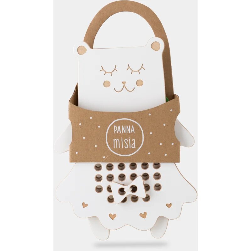 Milin Wooden Lacing Toy Mrs. Teddy играчка за подреждане 22 cm x 16 cm x 07 cm 1 бр.