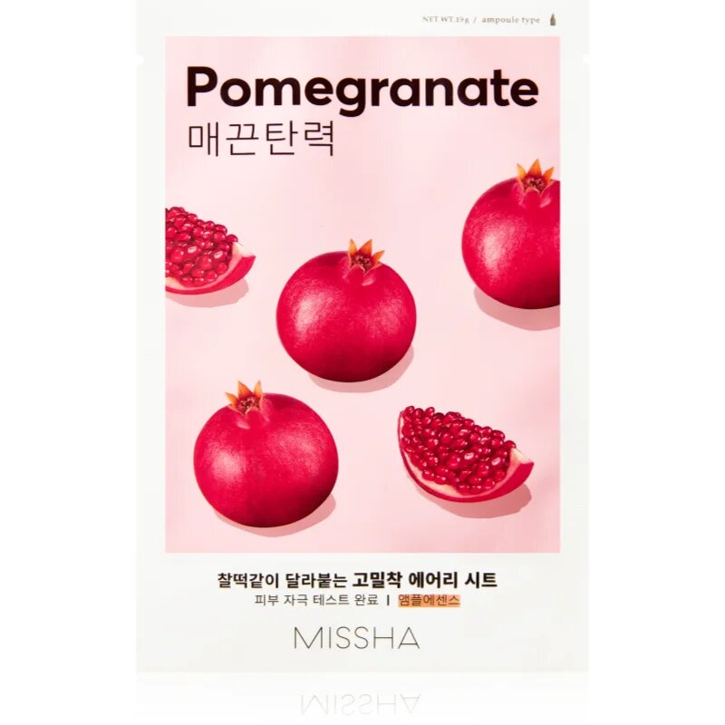 Missha Airy Fit Pomegranate платнена маска с омекотяващ и освежаващ ефект 19 гр.