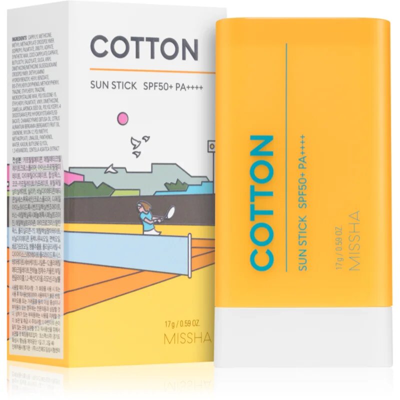 Missha All Around Safe Block Cotton Sun Stick Водоустойчив слънцезащитен крем за лице в стик SPF 50+ 17 гр.