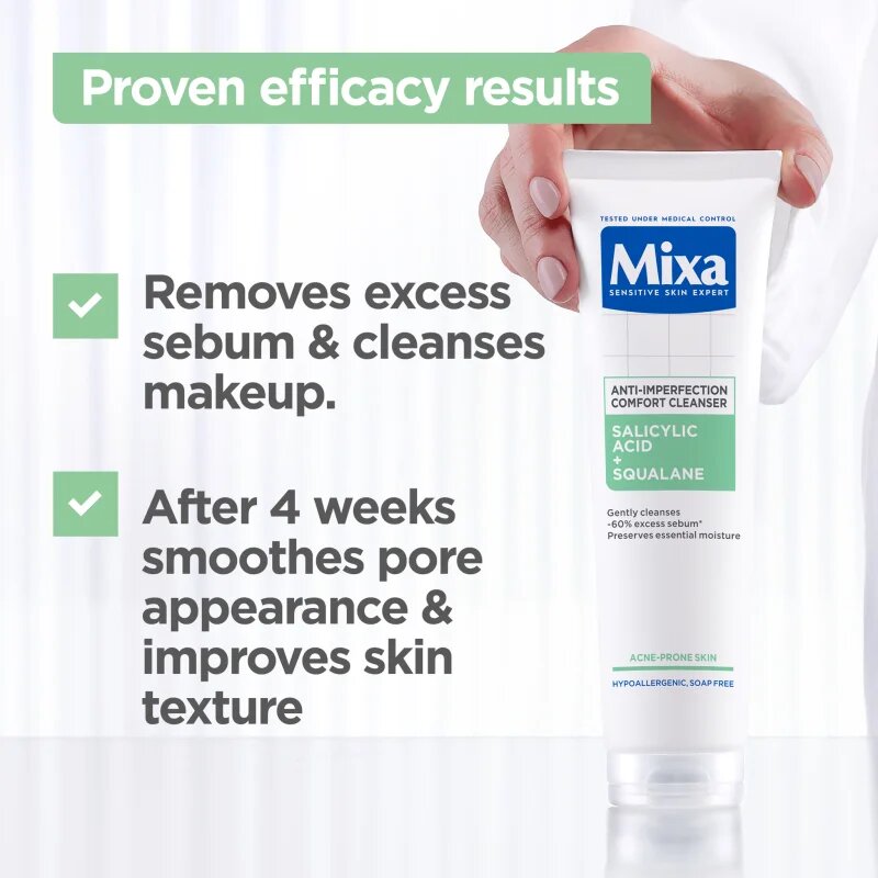 MIXA Anti-Imperfection Comfort Cleanser почистващ гел за лице против несъвършенствата на акнозна кожа 150 мл.