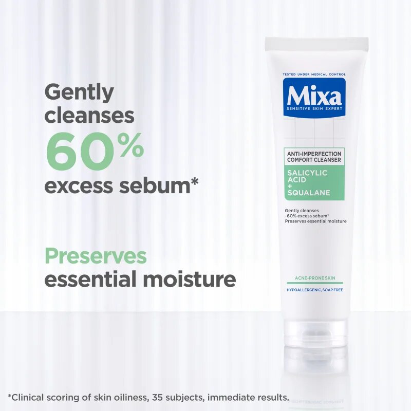 MIXA Anti-Imperfection Comfort Cleanser почистващ гел за лице против несъвършенствата на акнозна кожа 150 мл.