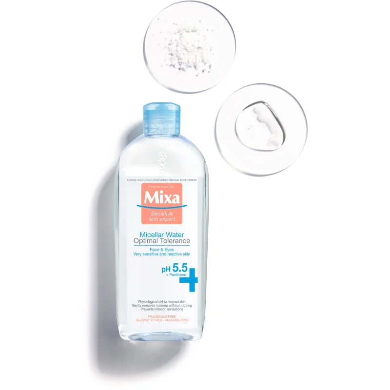 MIXA Optimal Tolerance мицеларна вода за успокояване на кожата 400 мл.