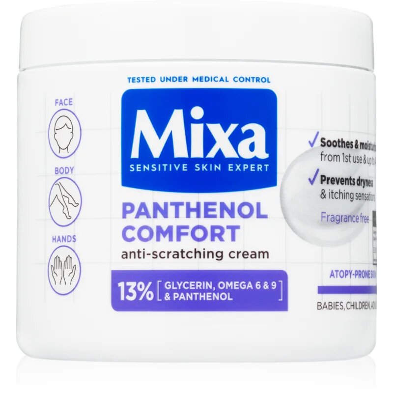 MIXA Panthenol Comfort регенериращ крем за тяло за суха към атопична кожа 400 мл.