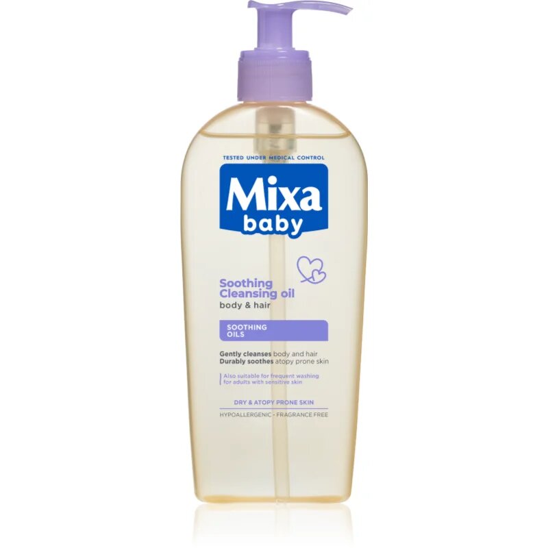 MIXA Panthenol Comfort успокояващо почистващо масло за коса и кожа склонна към атопичен дерматит 250 мл.