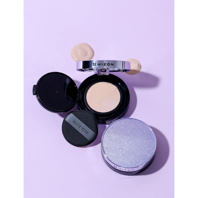 Mizon Vegan Collagen Cushion SPF38 PA++ дълготраен грим в гъбичка с висока UV защита цвят #23 Natural Sand Beige 2x15 гр.