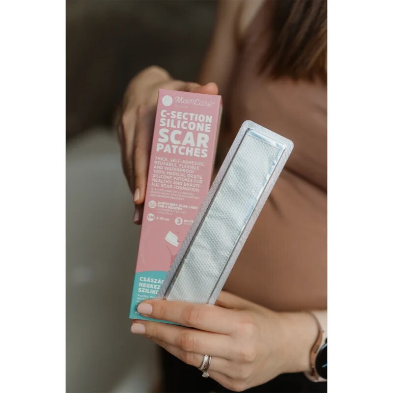 MomCare by Lina C-Section Silicone Scar Patches силиконови лепенки за рани след цезарово сечение размер L-XL 5 x 20 cm 3 бр.