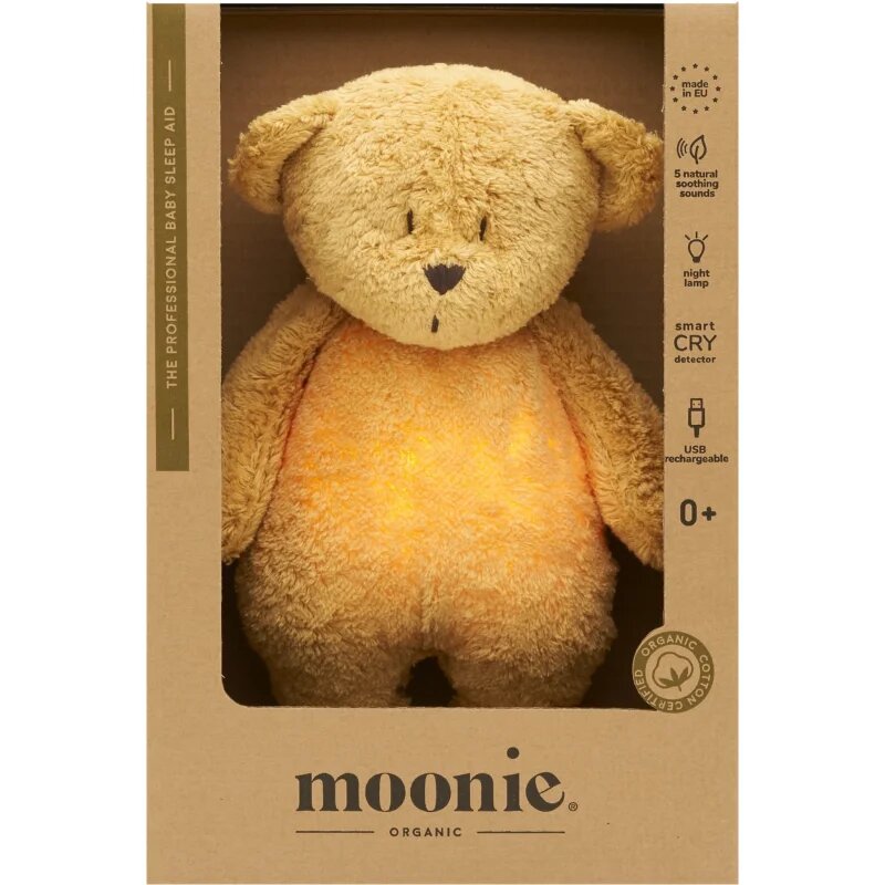 Moonie Bear 2.0 Organic Honey играчка за заспиване с мелодия 1 бр.