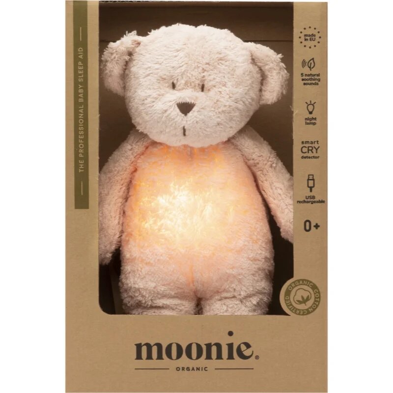 Moonie Bear 2.0 Organic Rose играчка за заспиване с мелодия 1 бр.