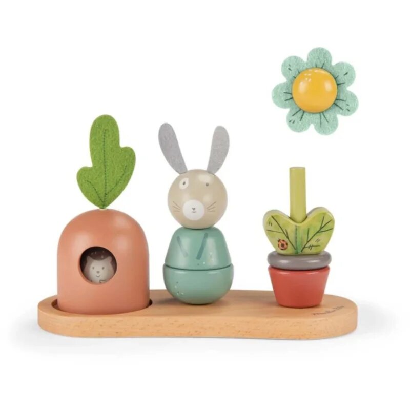 MOULIN ROTY Wooden Stack Up Toy Trois Petits Lapins играчка за подреждане от дърво 12m+ 1 бр.
