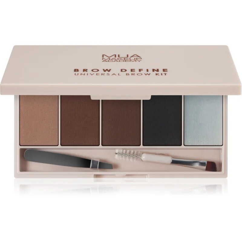 MUA Makeup Academy Brow Define палитра с прахообразни сенки за вежди с апликатор 1 бр.