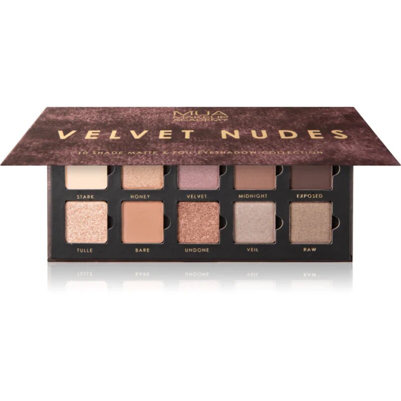 MUA Makeup Academy Eyeshadow Collection 10 Shade Palette палитра сенки за очи цвят Velvet Nudes 11 гр.