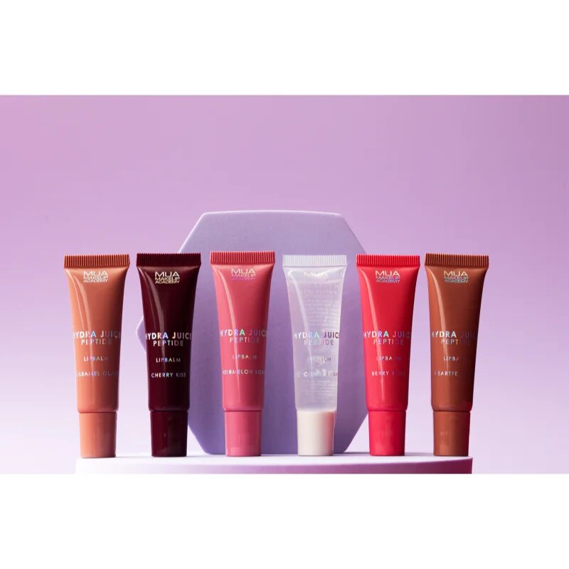 MUA Makeup Academy Hydra Juice Peptide Lip Balm хидратиращ балсам за устни за блясък аромати Coconut Sugar 10 мл.