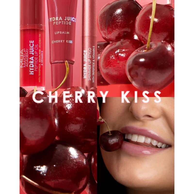 MUA Makeup Academy Hydra Juice Peptide Shimmer Lip Balm балсам за устни за лъскавина и блясък цвят Chery Kiss 10 мл.