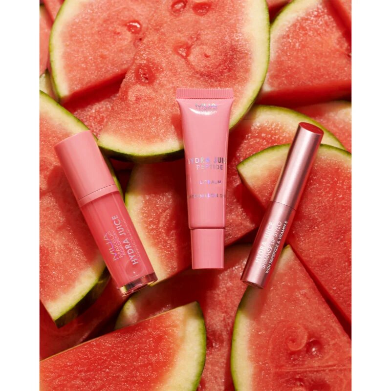 MUA Makeup Academy Hydra Juice Peptide Shimmer Lip Stylo блестящо червило с подхранващ ефект цвят Watermelon Sorbet 1.5 гр.