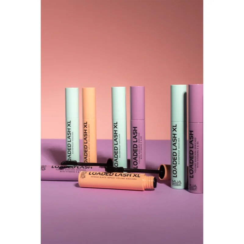 MUA Makeup Academy Loaded Lash XL водоустойчива спирала за удължаване извиване на миглите и придаване на обем цвят Black 8 гр.