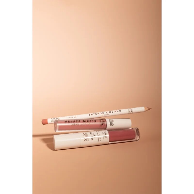 MUA Makeup Academy Multi Lip Nude Edition дълготрайно червило и гланц за устни дуо цвят Caramel 3.2 гр.