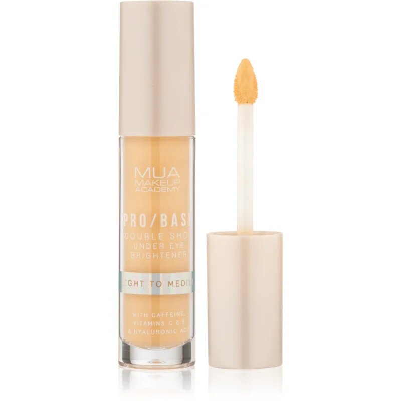 MUA Makeup Academy PRO/BASE Double Shot продукт за изсветляване на околоочната зона с кофеин цвят Light to Medium 5 мл.