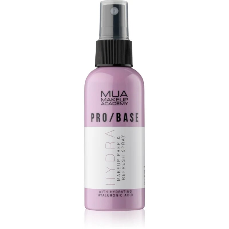 MUA Makeup Academy PRO/BASE Hydra мъгла за лице за фиксиране на грима с хиалуронова киселина 70 мл.