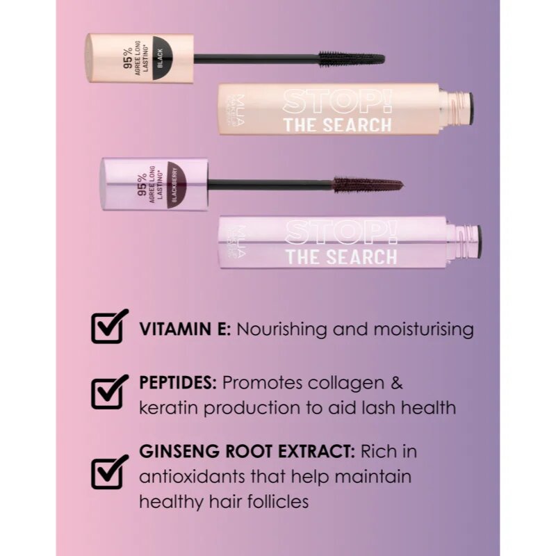 MUA Makeup Academy Stop The Search спирала с дълготраен ефект цвят Black 12 мл.