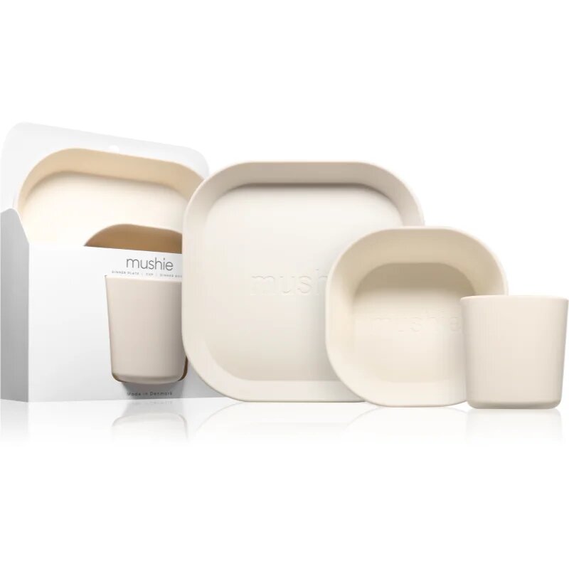 Mushie Dinnerware Set комплект за хранене за деца 6m+ Ivory 3 бр.